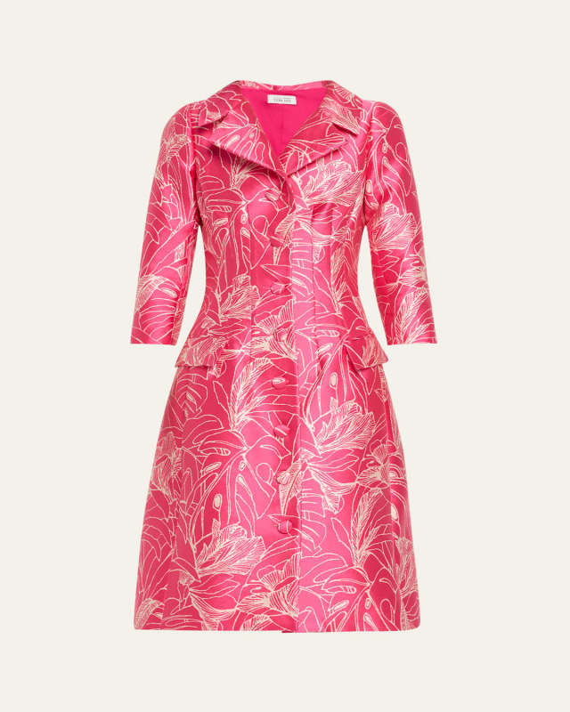 Botanical Jacquard Coat Dress